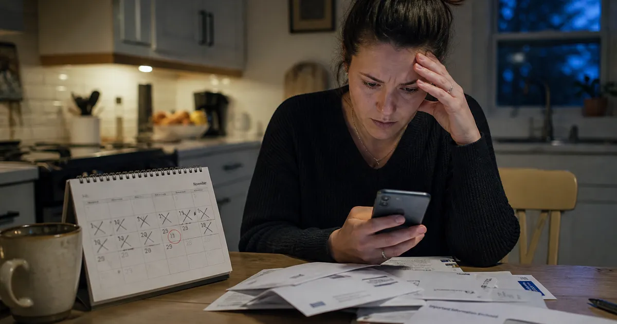 Osoba proverava telefon dok čeka isplatu osiguranja