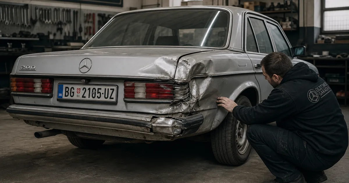 Oštećeni oldtajmer automobil kod procenitelja
